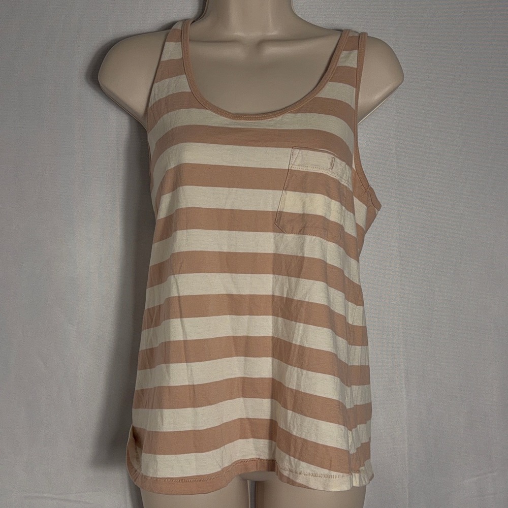 Current/Elliott Tank‎ Top The Freshman Pocket Striped Pink White Women Size 0